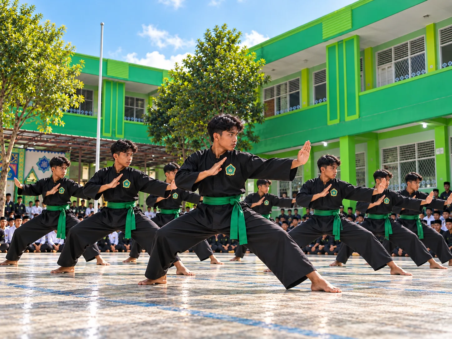 Ilustrasi Latihan bersama Pagar Nusa di Pondok Pesantren Attahiyyah