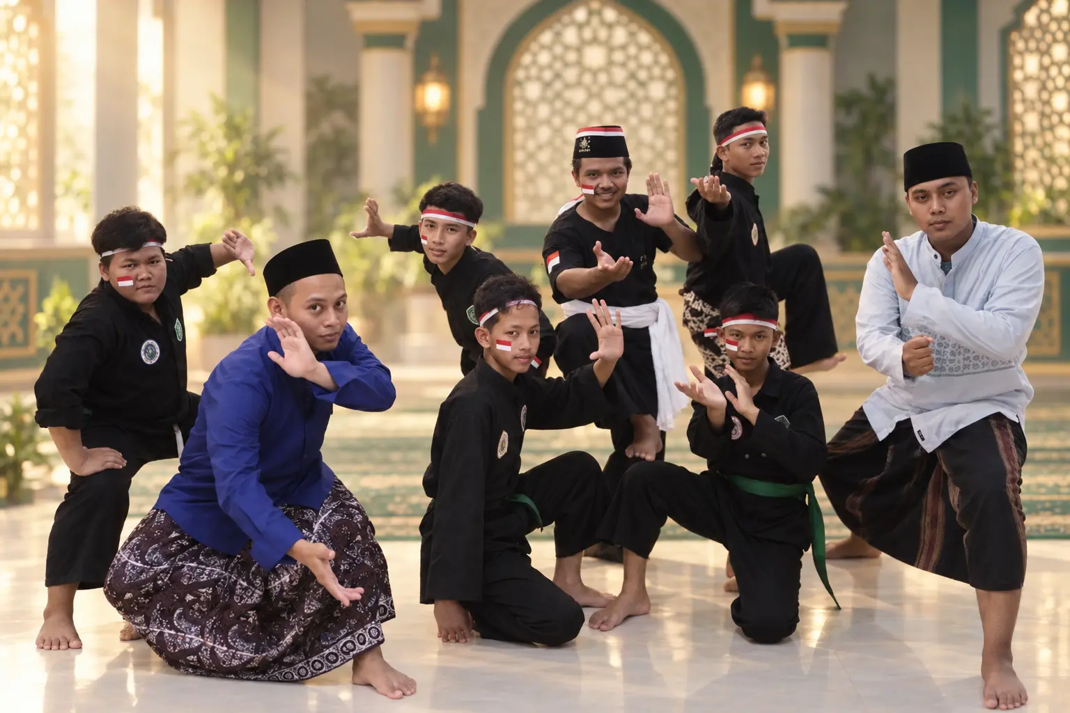 Santri Attahiyyah berlatih pencak silat Pagar Nusa dalam lingkungan Islami